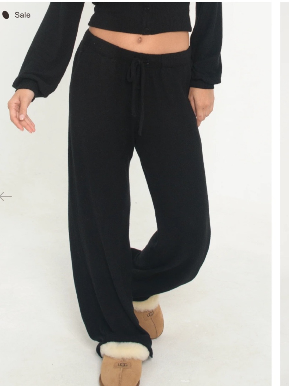 Black Long-Sleeve Button-Front Jumpsuit with Drawstring Waist